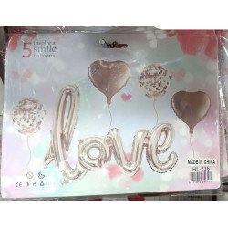 5 Pink Love-Style Balloons