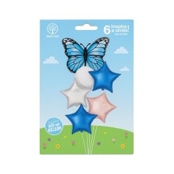 6-Balloon Set – Blue Butterfly & Metallic Stars