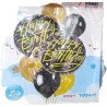 7 Happy Birthday Balloons – Black & Gold