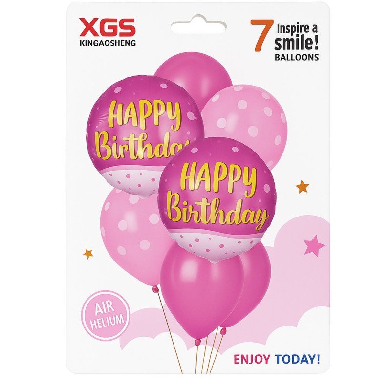 7 Happy Birthday Balloons – Pink Party Set 7 Happy Birthday Balloons – Pink Party Set