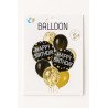 Happy Birthday Balloons – Black & Gold Confetti Set