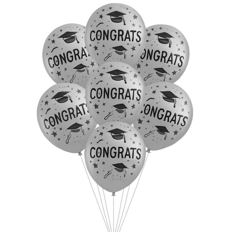 10 Congrats Balloons – Graduation Theme (Gold, Black, Silver) 10 Congrats Balloons – Graduation Theme (Gold, Black, Silver)
