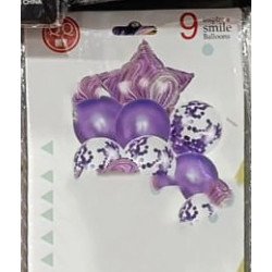 9 Purple Balloons with Star – Elegant & Glamorous Set