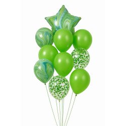 9 Green Balloons with Star – Nature & Party Set