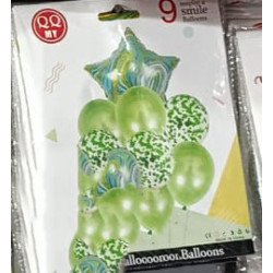 9 Green Balloons with Star – Nature & Party Set
