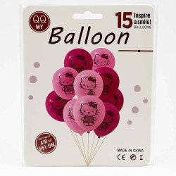 15 Pink Cat-Themed Balloons – Cute Party Set
