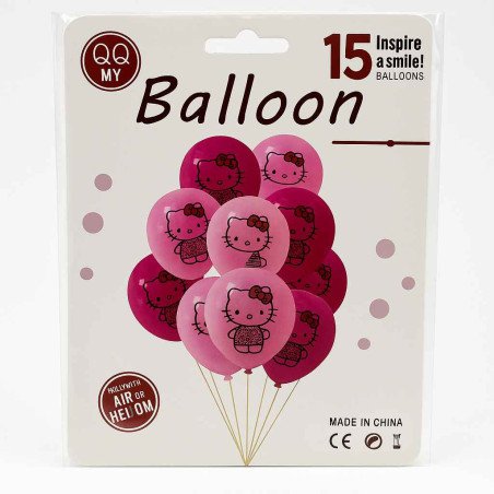 15 Pink Cat-Themed Balloons – Cute Party Set