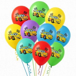 10 Race-Themed Balloons – Colorful Set for Birthday Parties