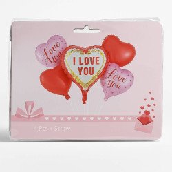 "I Love You" Heart Balloons – Set of 5