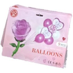 Ballons "Love Violet & Rose" - Lot de 9