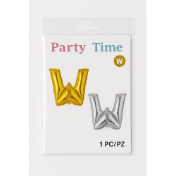 Letter 'W' Balloon - Gold and Silver