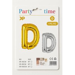 Letter 'D' Balloon - Gold and Silver