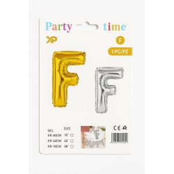 Letter 'F' Balloon - Gold and Silver