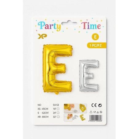 Ballon Lettrage 'E' - Or et Argen