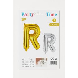 Letter 'R' Balloon - Gold and Silver