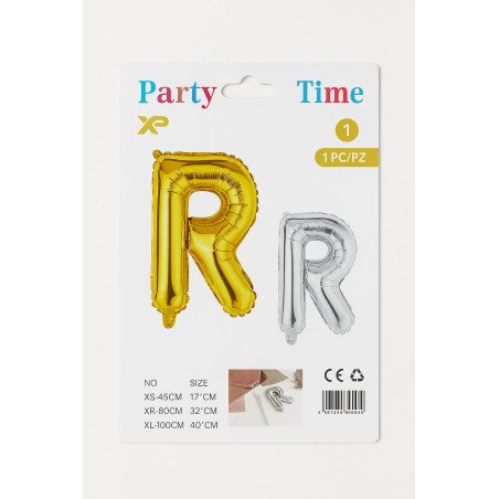 Letter 'R' Balloon - Gold and Silver
