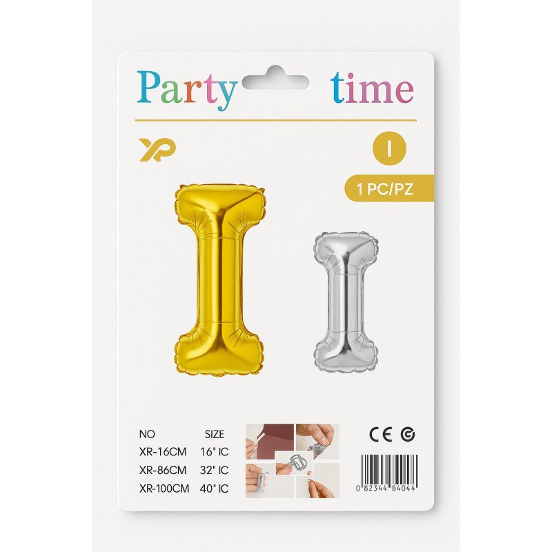 Letter 'I' Balloon - Gold and Silver Letter 'I' Balloon - Gold and Silver