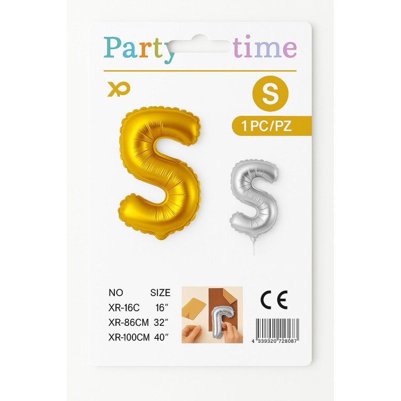 Ballon Lettre S - Or ou Argent Ballon Lettre S - Or ou Argent