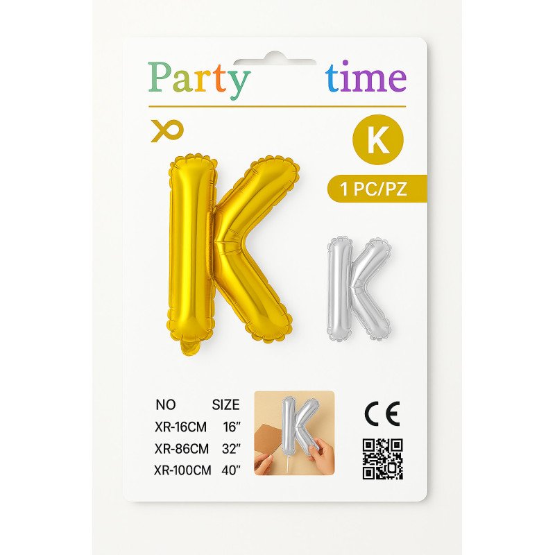 Letter K Balloon - Gold or Silver Letter K Balloon - Gold or Silver