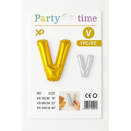 Letter V Balloon - Gold or Silver