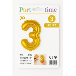 Number 3 Balloon - Gold