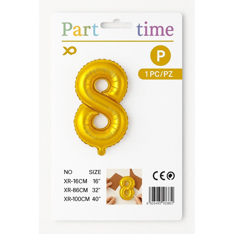 Number 8 Balloon - Gold Number 8 Balloon - Gold