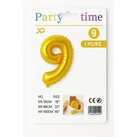 Number 9 Balloon - Gold