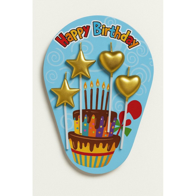 Gold Birthday Candles – Stars & Hearts Gold Birthday Candles – Stars & Hearts