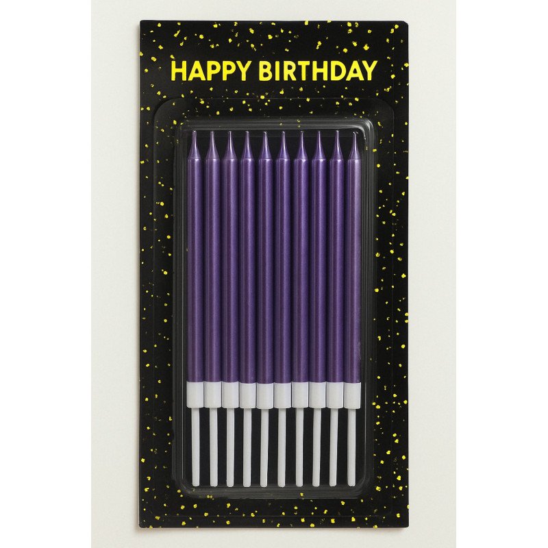 10 Bougies Longues Violettes Métallisées 10 Bougies Longues Violettes Métallisées