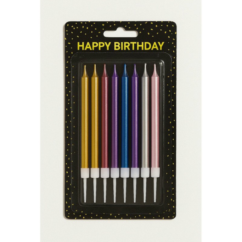 Bougies Longues Métallisées Multicolores – Lot de 10 Bougies Longues Métallisées Multicolores – Lot de 10