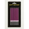 10 Metallic Pink Long Birthday Candles