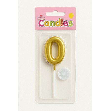 1 Gold Number 0 Candle