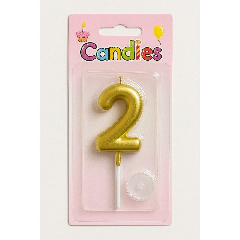 1 Gold Number 2 Candle 1 Gold Number 2 Candle