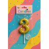 1 Bougie Chiffre 3 Dorée