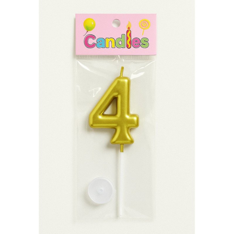 1 Bougie Chiffre 4 Dorée 1 Bougie Chiffre 4 Dorée