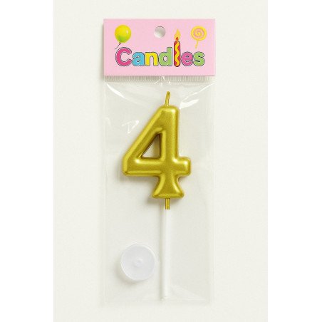1 Bougie Chiffre 4 Dorée