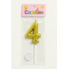 1 Bougie Chiffre 4 Dorée