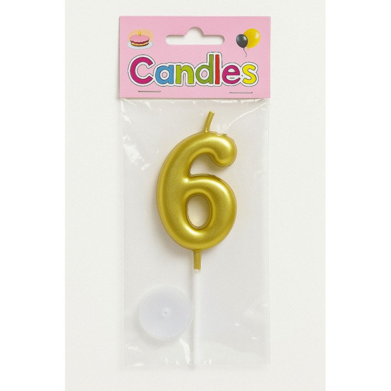1 Gold Number 6 Candle 1 Gold Number 6 Candle
