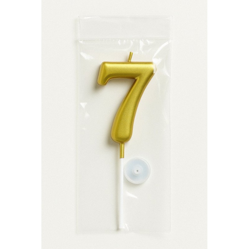 1 Bougie Chiffre 7 Dorée 1 Bougie Chiffre 7 Dorée