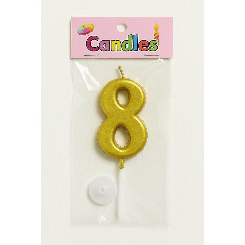 1 Bougie Chiffre 8 Dorée 1 Bougie Chiffre 8 Dorée