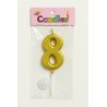 1 Bougie Chiffre 8 Dorée