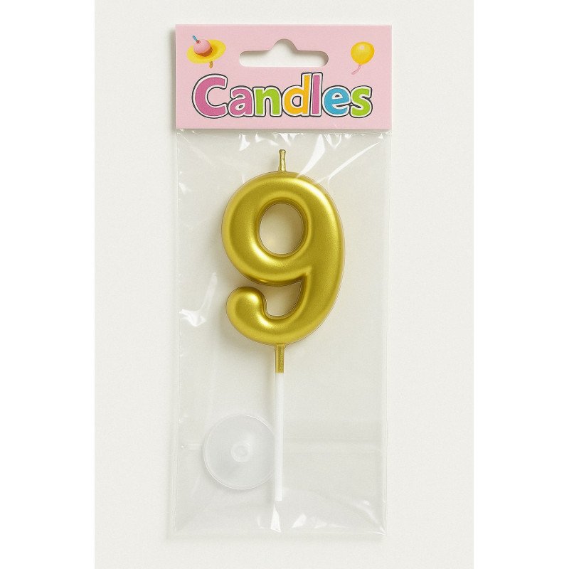 1 Bougie Chiffre 9 Dorée 1 Bougie Chiffre 9 Dorée