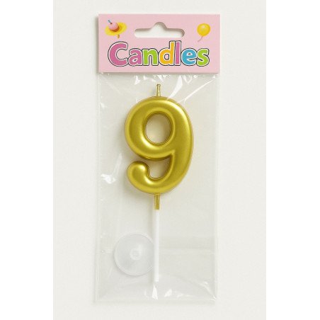1 Bougie Chiffre 9 Dorée