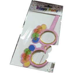 6 “HAPPY BIRTHDAY” Glasses – Pink with Colorful Balloons