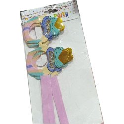 6 “HAPPY BIRTHDAY” Glasses – Birthday Cake Shape with Pink Ribbons