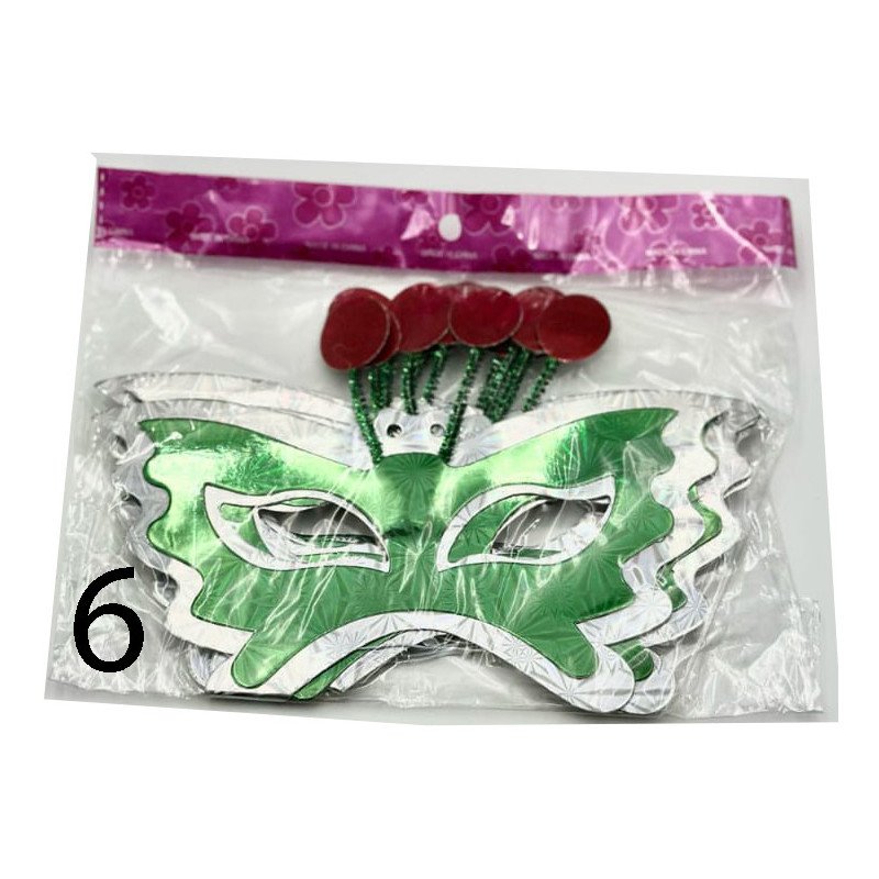 6 Metallic Party Masks – Green Butterfly Style 6 Metallic Party Masks – Green Butterfly Style