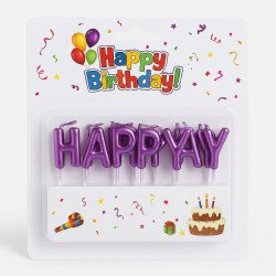 Bougies Lettres “HAPPY BIRTHDAY” – Violet Métallisé
