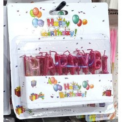 Bougies Lettres “HAPPY BIRTHDAY” – Rouge Métallisé