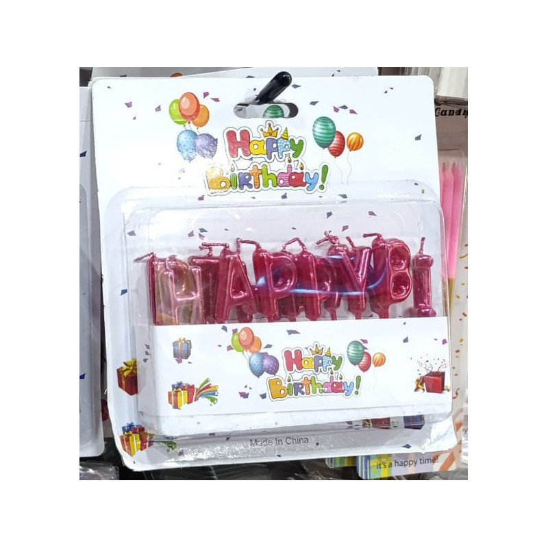 Bougies Lettres “HAPPY BIRTHDAY” – Rouge Métallisé
