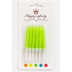 10 Bougies Torsadées Vertes avec Base en Plastique Blanc